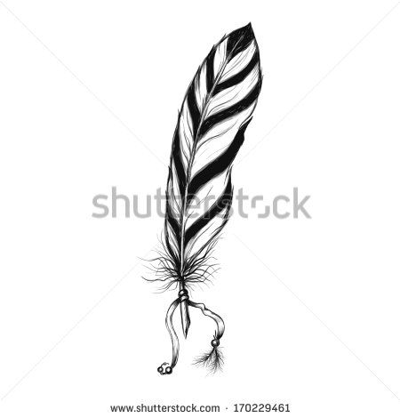 450x470 Hand Drawn Native American Ethnic Symbol Feather Stock Vector