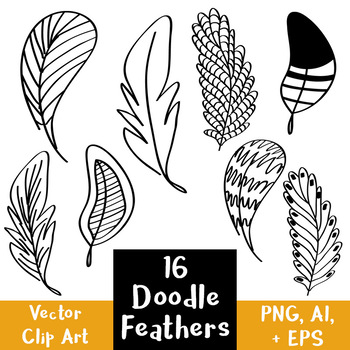 350x350 Doodle Feathers Hand Drawn Clipart Tribal, Indian, Nature