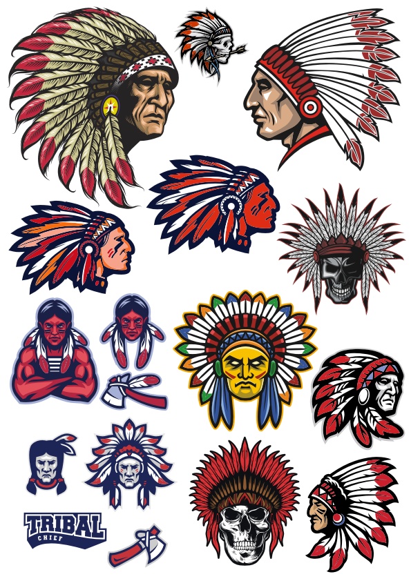 Native American Indian Head Vector Set Free Vector Download In Cdr 595x842 Native American Indian Head Vector Set Free Vector Download In Cdr