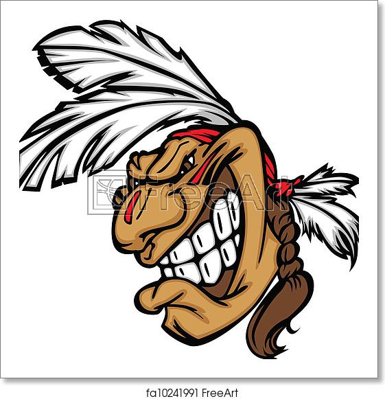 Free Art Print Of Grinning Indian Brave Mascot Head Vector Cartoon 561x581 Free Art Print Of Grinning Indian Brave Mascot Head Vector Cartoon
