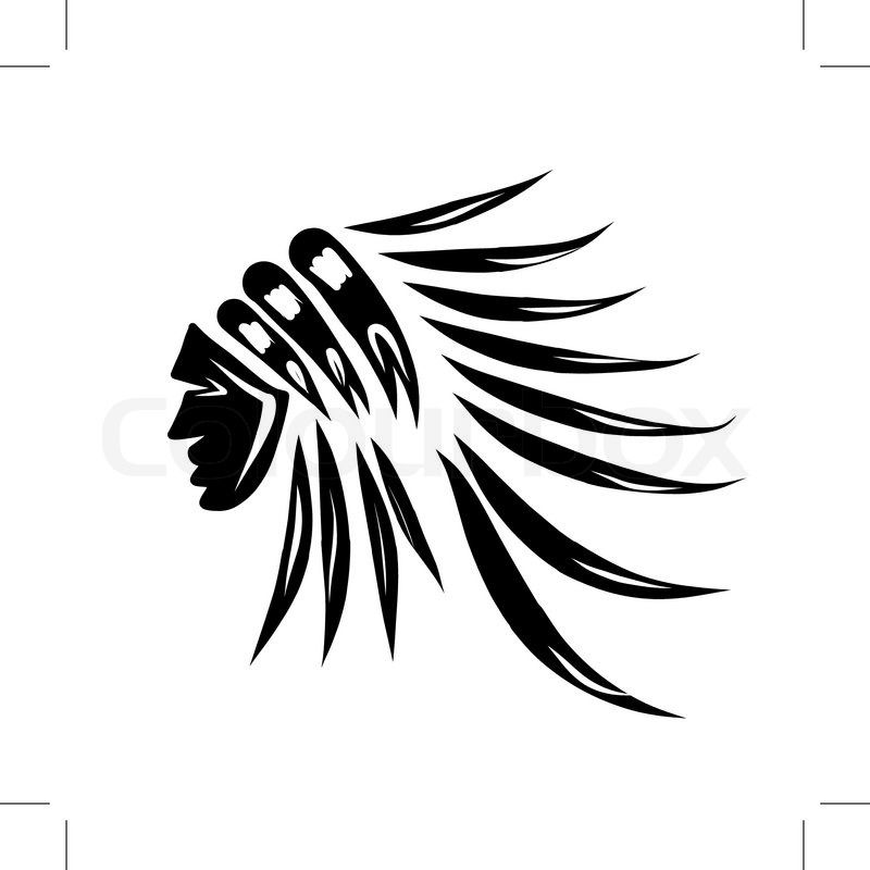 800x800 Head Of Indian Chief, Black Silhouette For Your Design Vector