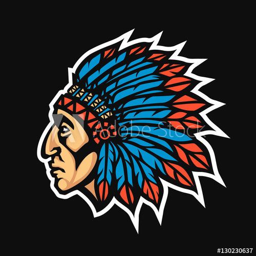 500x500 Native American Indian Chief Head Profile Mascot Sport Team Logo