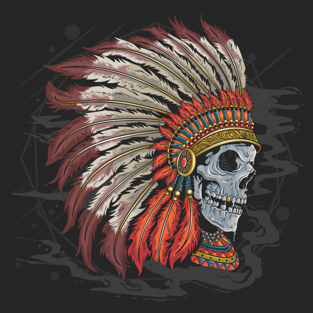 626x626 Skull Apache American Indian Head Tattoo Artwork With Editable