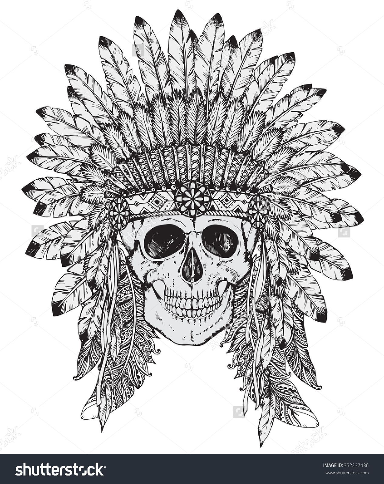 Hand Drawn Vector Illustration Of Native American Indian Headdress 1269x1600 Hand Drawn Vector Illustration Of Native American Indian Headdress