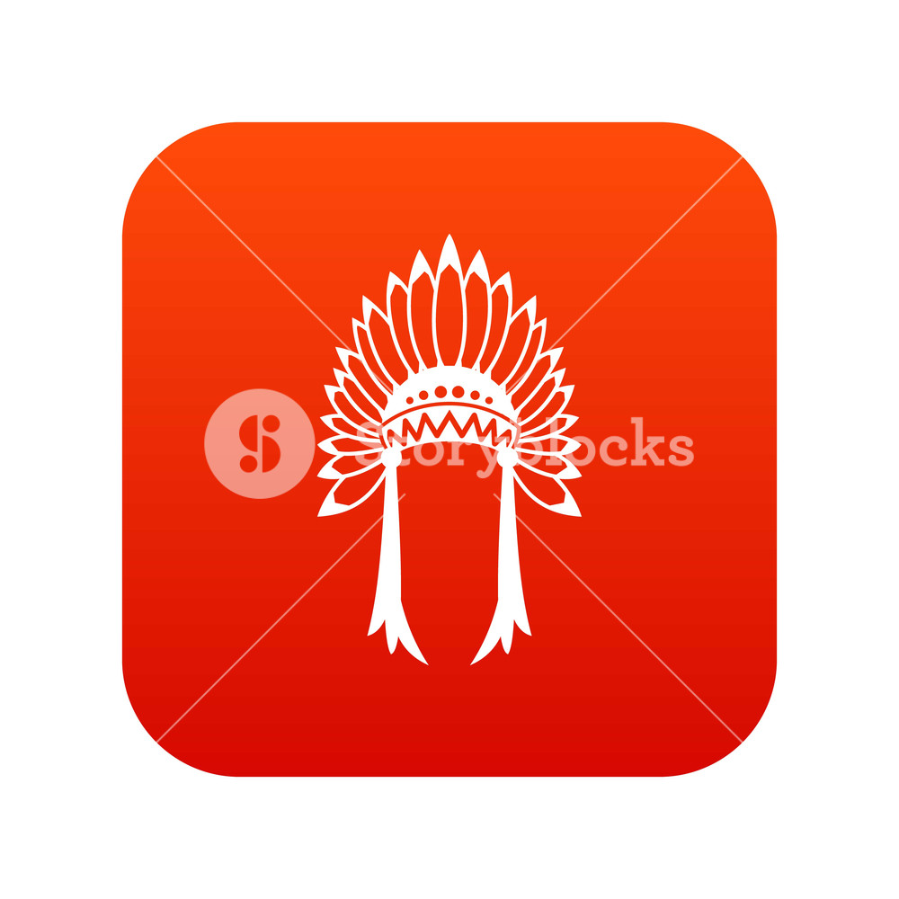 Indian Headdress Icon Digital Red For Any Design Isolated On White 1000x1000 Indian Headdress Icon Digital Red For Any Design Isolated On White