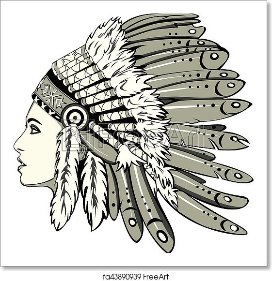 Free Art Print Of Girl With Indian Headdress Vector Of Beautiful 561x581 Free Art Print Of Girl With Indian Headdress Vector Of Beautiful
