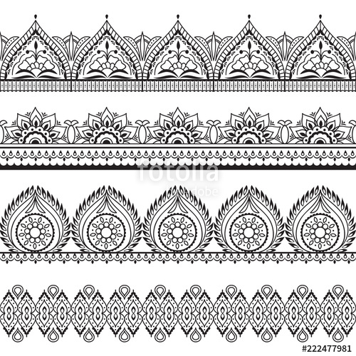 500x500 Mehndi Seamless Borders Henna Oriental Patterns Indian Floral