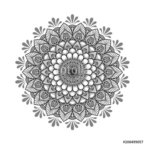 500x500 Round Flower Ornament Of Flowers Indian Pattern Stock Image