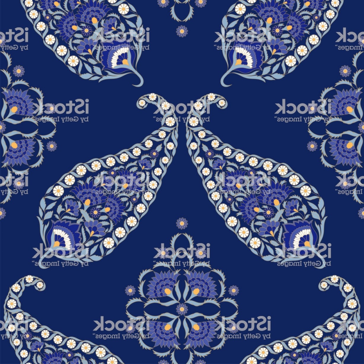 1228x1228 Floral Indian Paisley Pattern Vector Seamless Vintage Flower