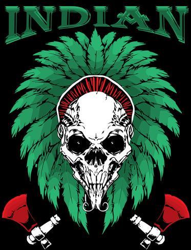 Indian Skull Vector Illustration Posters 373x488 Indian Skull Vector Illustration Posters