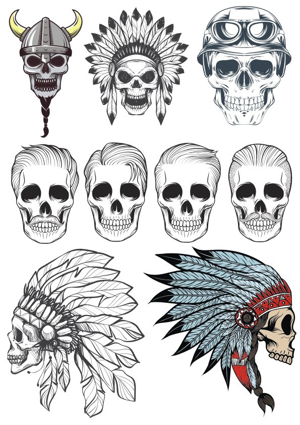 Indian Skull Vectors Pack Graphic Design Vector 595x842 Indian Skull Vectors Pack Graphic Design Vector