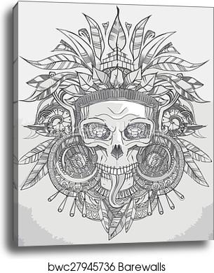 Indian Skull Vector Illustration, Canvas Print Barewalls Posters 305x390 Indian Skull Vector Illustration, Canvas Print Barewalls Posters