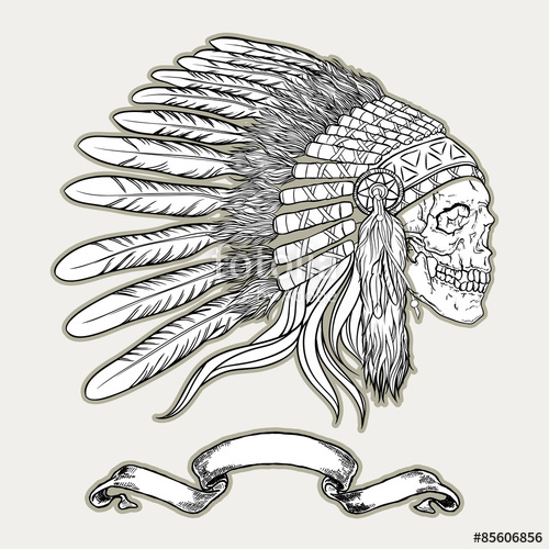 Native American Indian Chief Headdress Indian Skull Vector 500x500 Native American Indian Chief Headdress Indian Skull Vector
