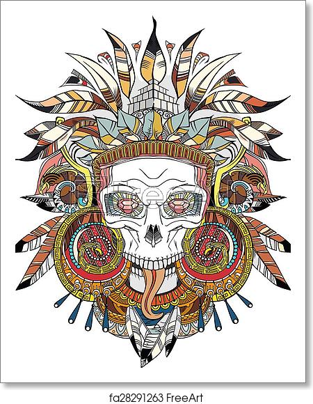 Free Art Print Of Aztec Indian Skull Black On White Aztec Indian 450x580 Free Art Print Of Aztec Indian Skull Black On White Aztec Indian