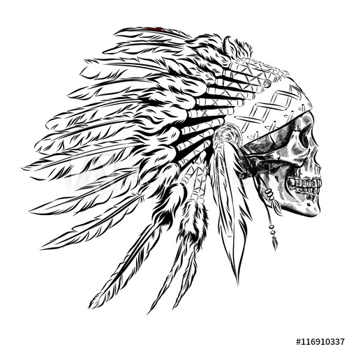Hand Drawn Native American Indian Feather Headdress With Human 500x500 Hand Drawn Native American Indian Feather Headdress With Human