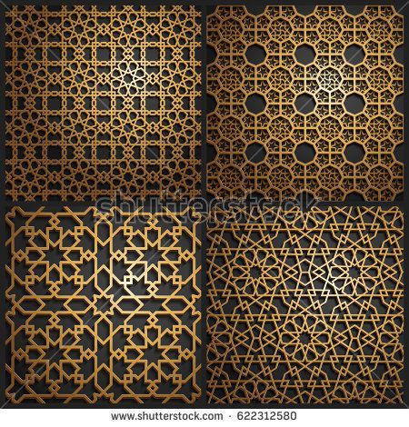 450x470 Set Of Islamic Oriental Patterns Seamless Arabic Geometric