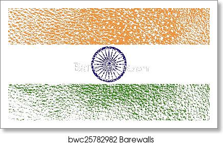 436x282 Flag Of India With Old Texture Vector, Art Print Barewalls