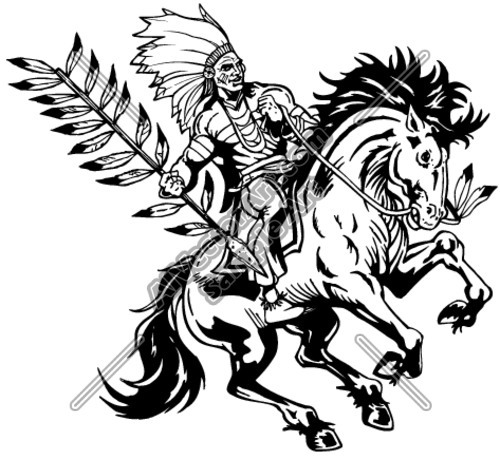 Indian On Horseback With Feather Spear Clipart And Vectorart 500x460 Indian On Horseback With Feather Spear Clipart And Vectorart