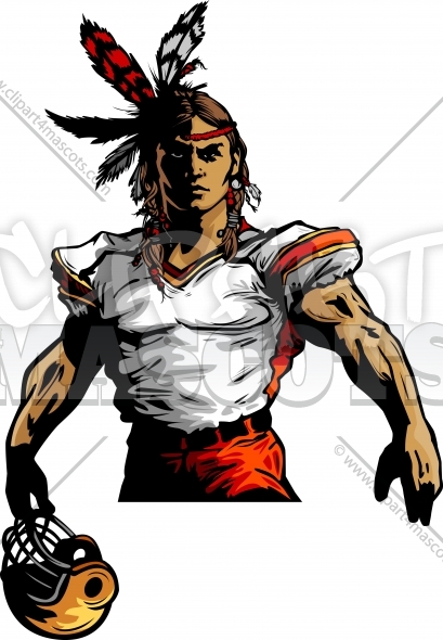 409x590 Indian Warrior Football Mascot Graphic Vector Cartoon