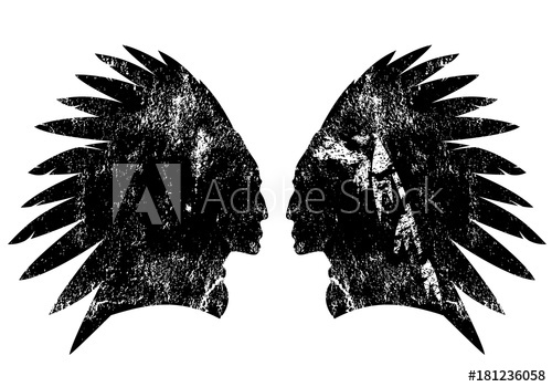 500x350 Native American Indian Warrior Profile With Feather Headdress