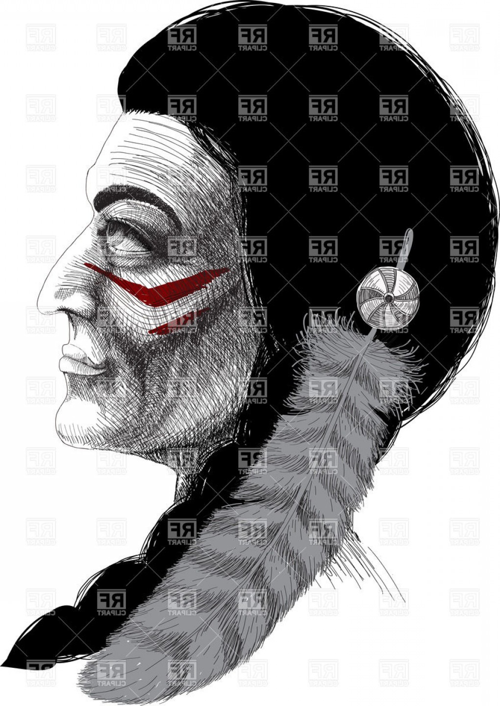 1020x1440 Portrait Of Tribal Chief Of American Indian Warrior With A Feather