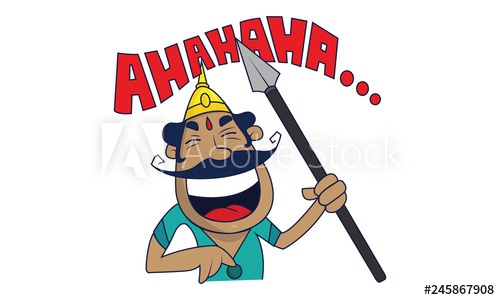 500x300 Vector Cartoon Illustration Of Indian Warrior Laughing Isolated