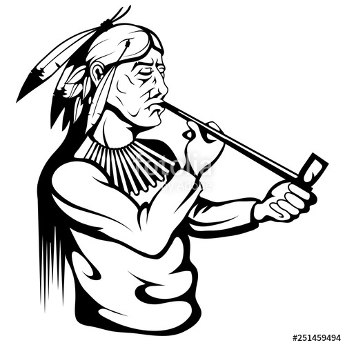 500x500 Indian Warrior With Traditional Smoking Pipe In His Hand Vector