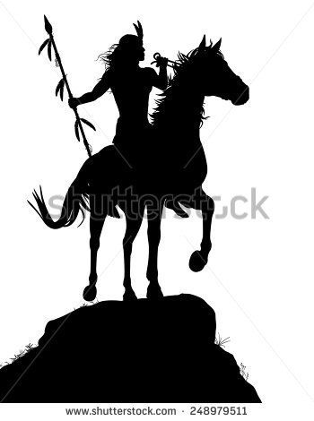 350x470 Editable Vector Silhouette Of A Native American Indian