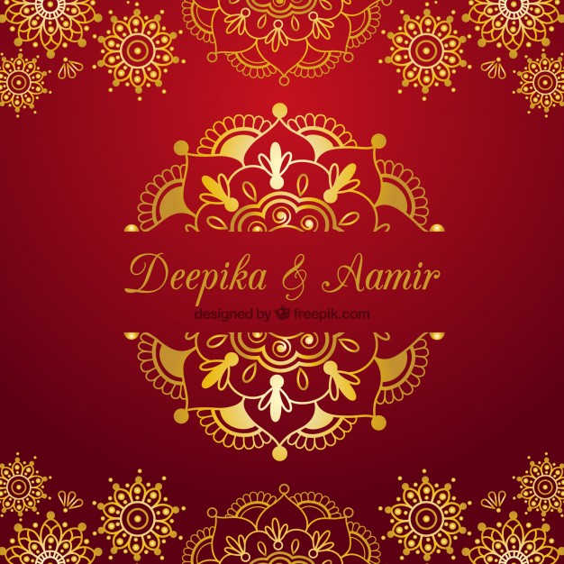 626x626 Indian Wedding Card On A Red Background Vector Free Download