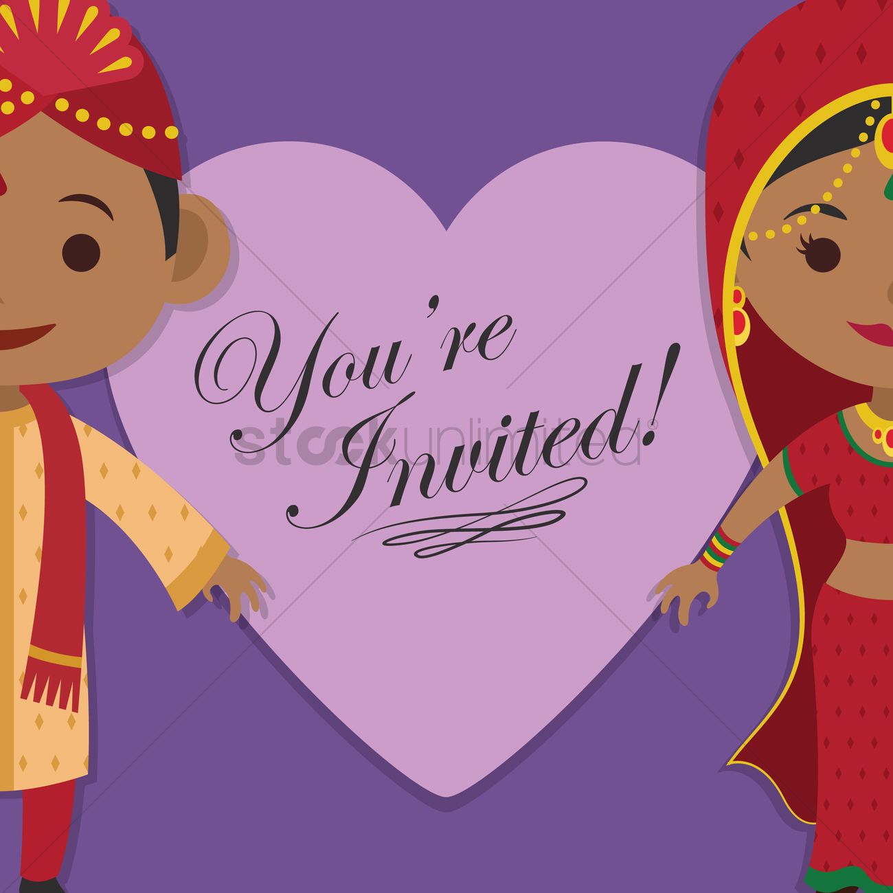 1300x1300 Indian Wedding Invitation Vector Image