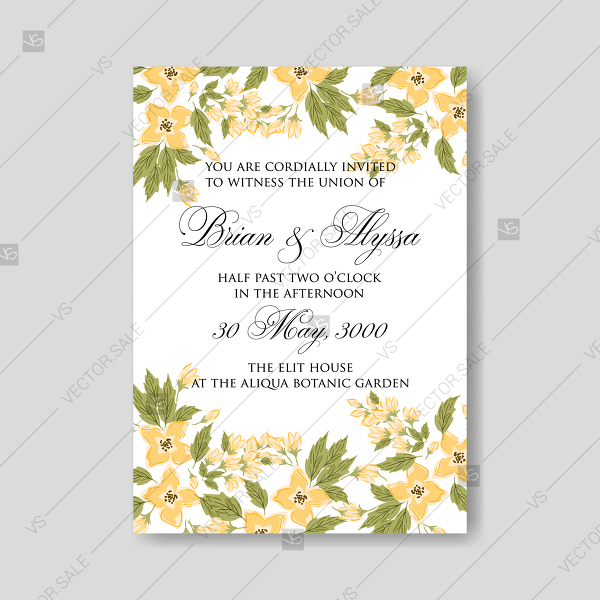 600x600 Orange West Indian Jasmine Sakura Flower Wedding Invitation Card