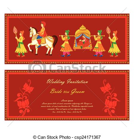 450x470 Vector Illustration Of Indian Wedding Invitation Card