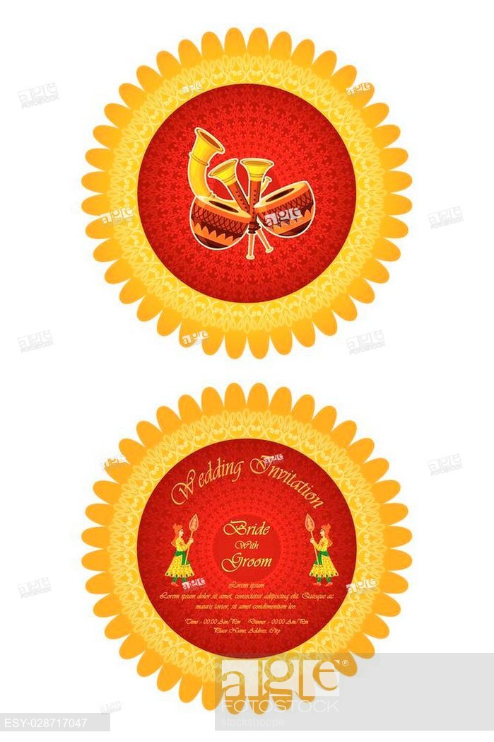 699x1049 Vector Illustration Of Indian Wedding Invitation Card, Stock