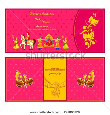 450x470 Vector Illustration Of Indian Wedding Invitation Card