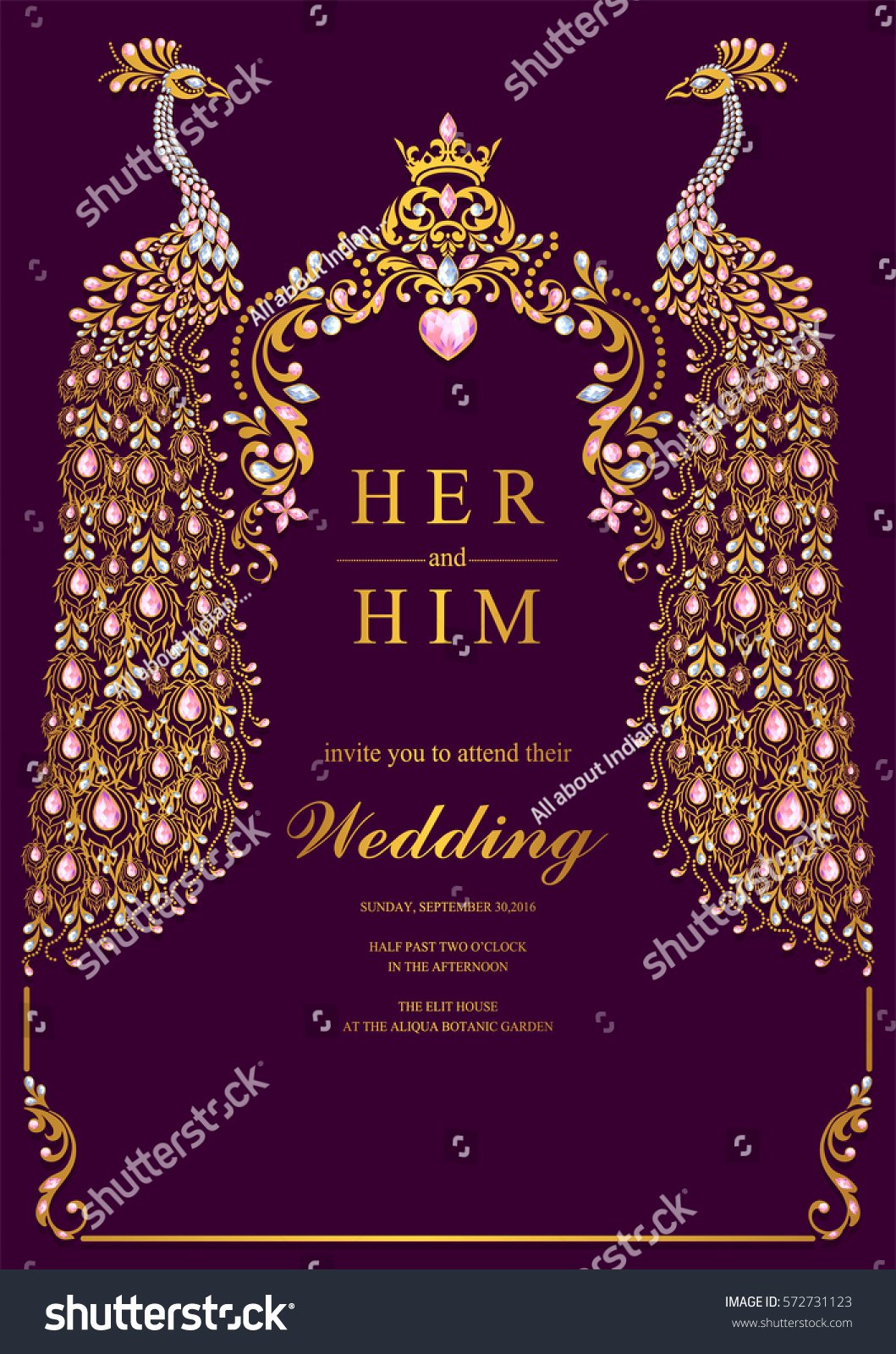 1059x1600 Indian Wedding Invitation Card Templates Gold Stock Vector