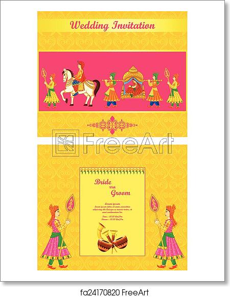 450x580 Free Art Print Of Indian Wedding Invitation Card Vector