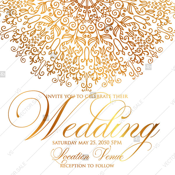 600x600 Gold Indian Mandala Wedding Invitation Tatu