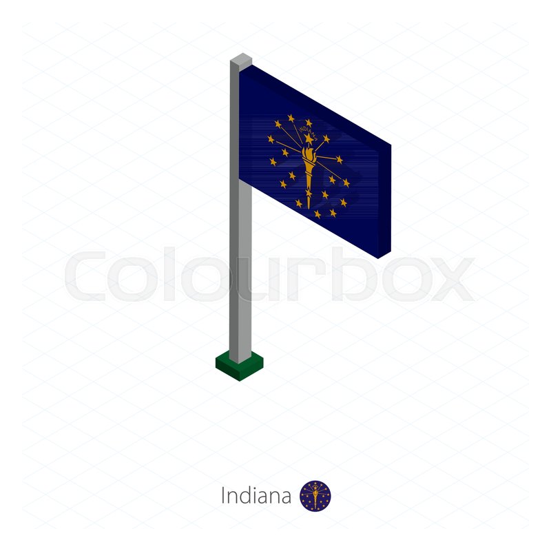 800x800 Indiana Us State Flag On Flagpole In Stock Vector Colourbox