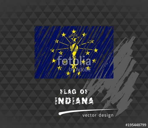 500x434 Indiana Flag, Vector Sketch Hand Drawn Illustration On Dark Grunge