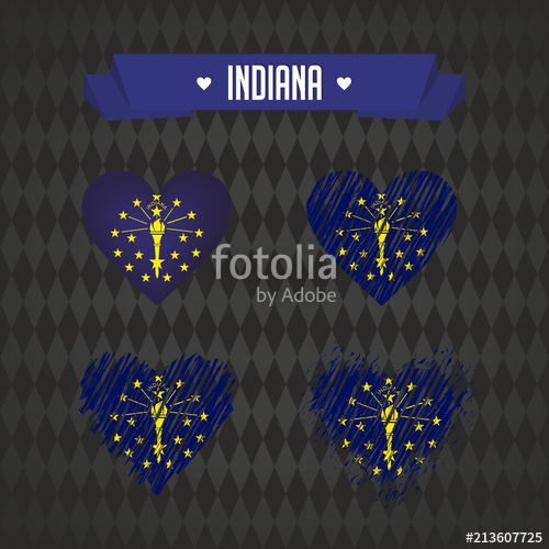 500x500 Indiana Heart With Flag Inside Grunge Vector Graphic Symbols