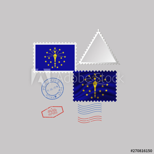 500x500 Postage Stamp With The Image Of Indiana State Flag Vector