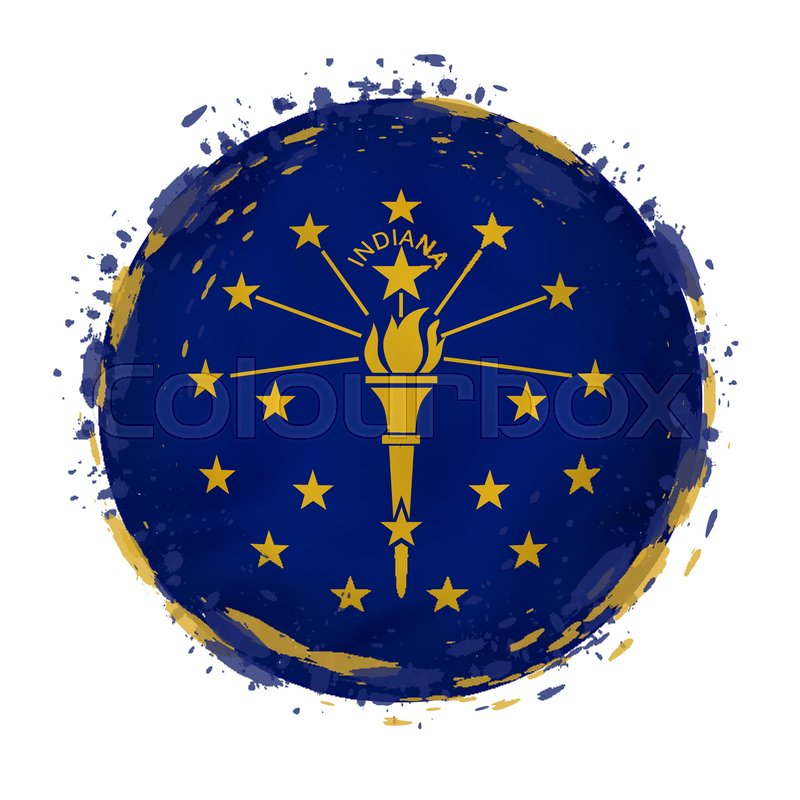 800x800 Round Grunge Flag Of Indiana Us State Stock Vector Colourbox