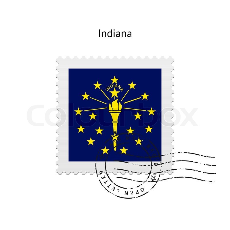 800x800 State Of Indiana Flag Postage Stamp On Stock Vector Colourbox