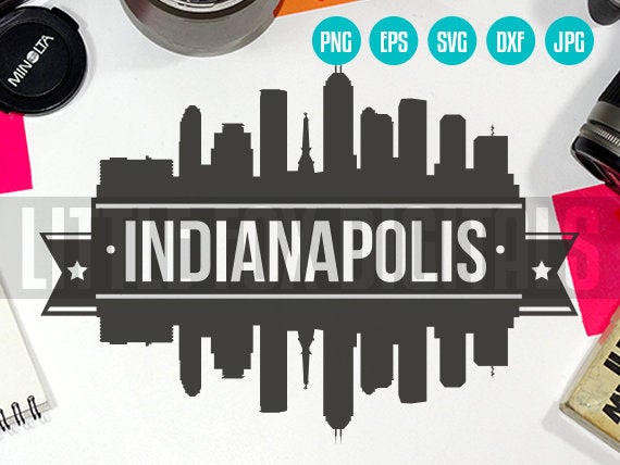 570x428 Vector Indianapolis Indiana Usa Skyline City East Etsy