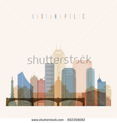450x470 Transparent Style Indianapolis State Indiana Skyline Detailed