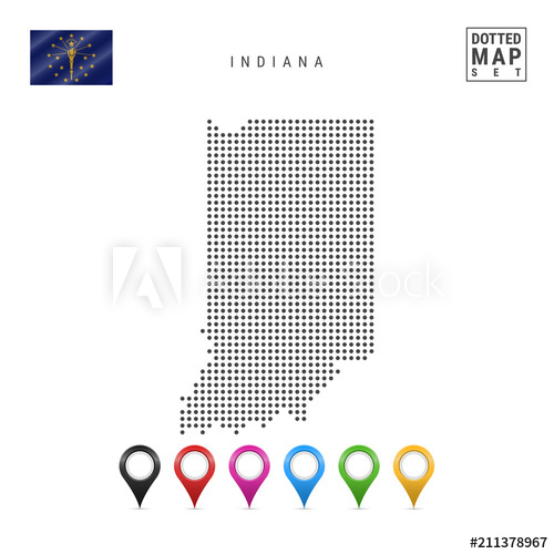 500x500 Dots Pattern Vector Map Of Indiana Stylized Silhouette Of Indiana