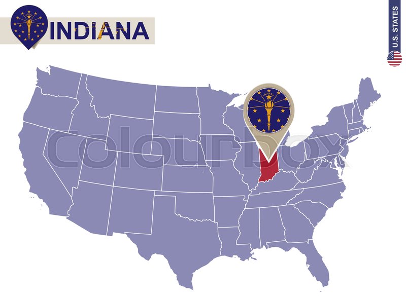 Indiana State On Usa Map Indiana Flag Stock Vector Colourbox 800x586 Indiana State On Usa Map Indiana Flag Stock Vector Colourbox