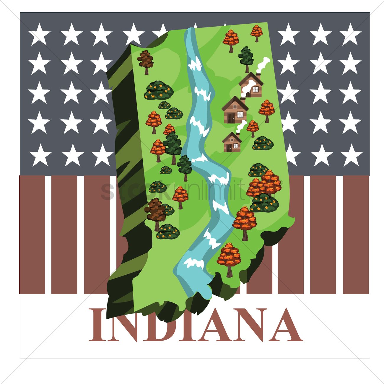 Indiana State Map Vector Image 1300x1300 Indiana State Map Vector Image