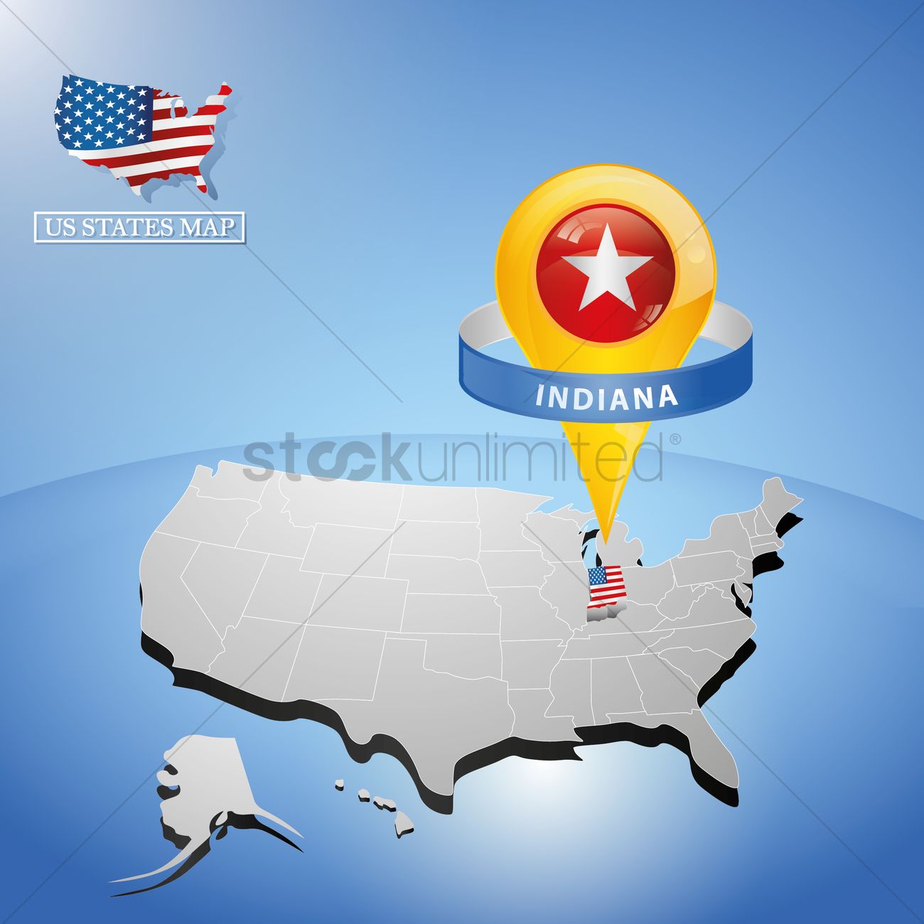 Indiana State On Map Of Usa Vector Image 1300x1300 Indiana State On Map Of Usa Vector Image