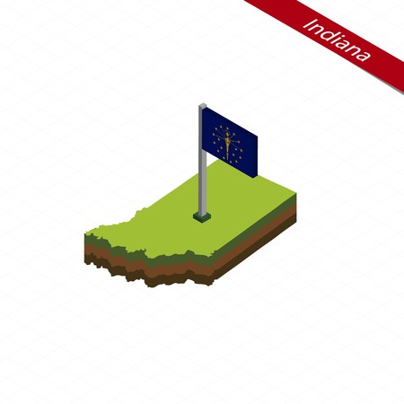 Isometric Map And Flag Of Indiana Isometric Shape Of Indiana 450x450 Isometric Map And Flag Of Indiana Isometric Shape Of Indiana